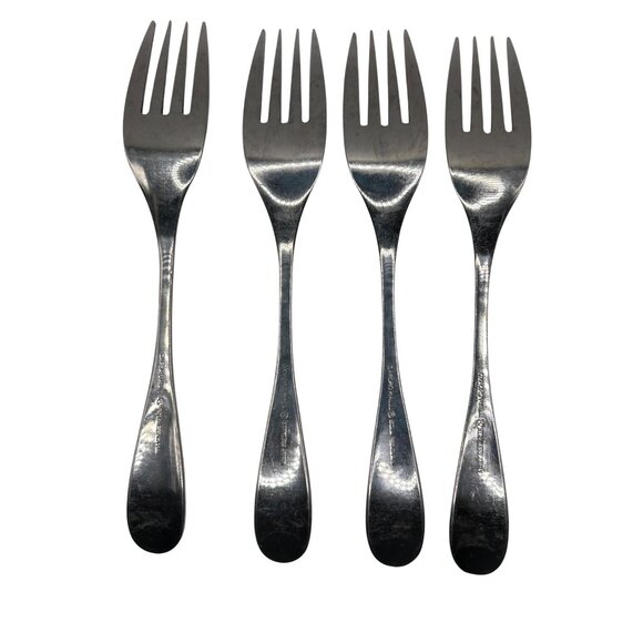 Set Of 4 Oxford Hall Crystal Palace Stainless Steel Salad Forks flatware glossy - Picture 4 of 5